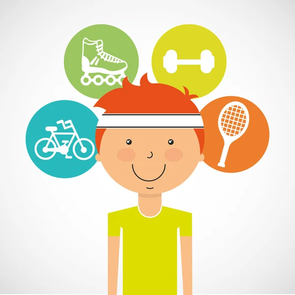 Atleet avatar met sport pictogram — Stockvector