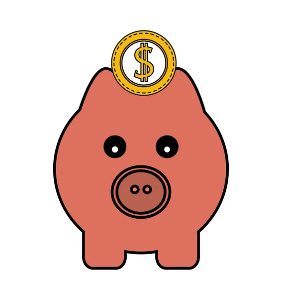 Čuňas úspory peněz ikona — Stockový vektor