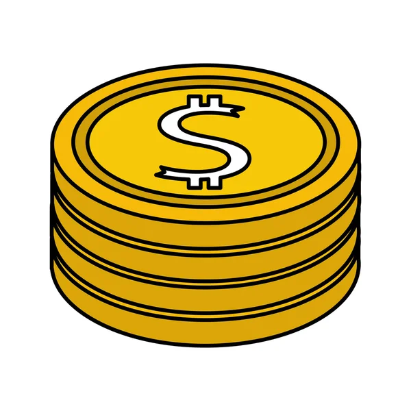 Dinero monedas icono financiero — Vector de stock