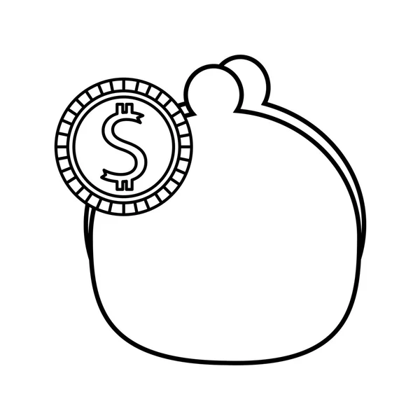 Money bag coins finance icon — Stock Vector