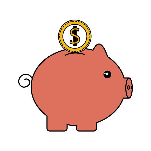 Piggy ahorro icono de dinero — Archivo Imágenes Vectoriales