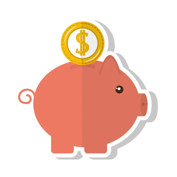 Icône de l'argent d'épargne cochon — Image vectorielle
