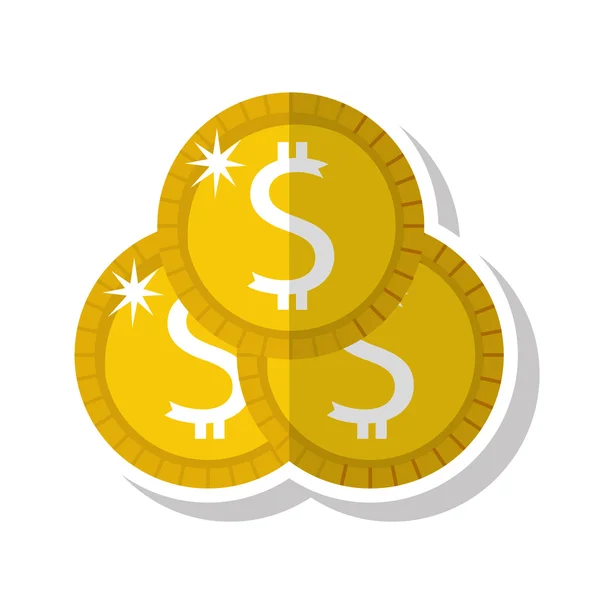 Dinero monedas icono financiero — Vector de stock