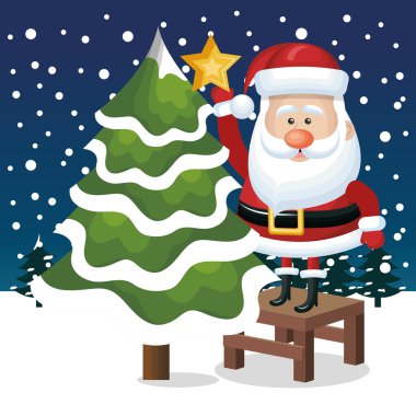 kartınız Noel ağacı yıldız kar yağışı grafik