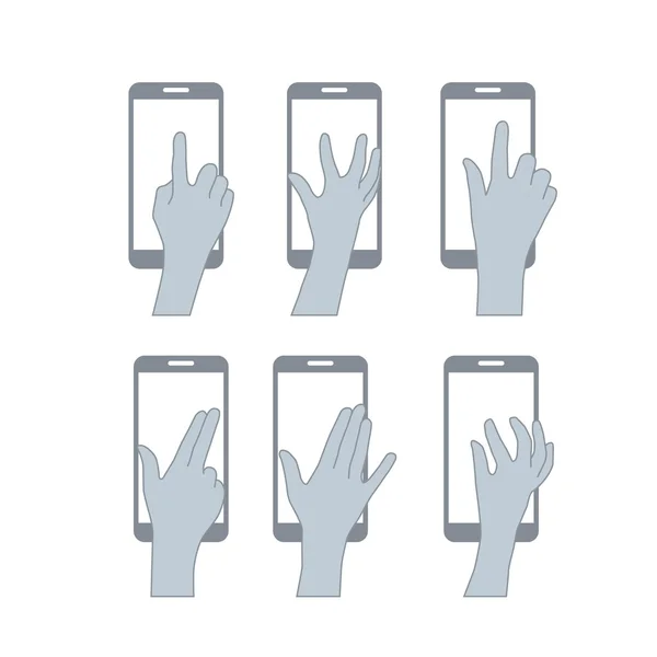 Definir mãos tela de toque do usuário —  Vetores de Stock
