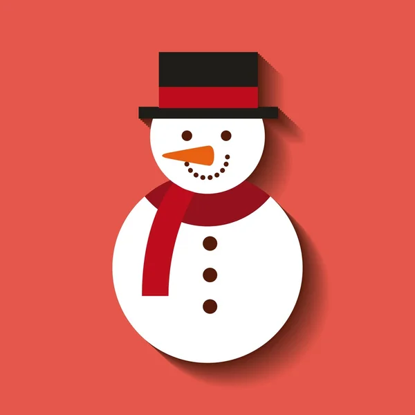 Frohe Weihnachten Schneemann Charakter-Ikone — Stockvektor