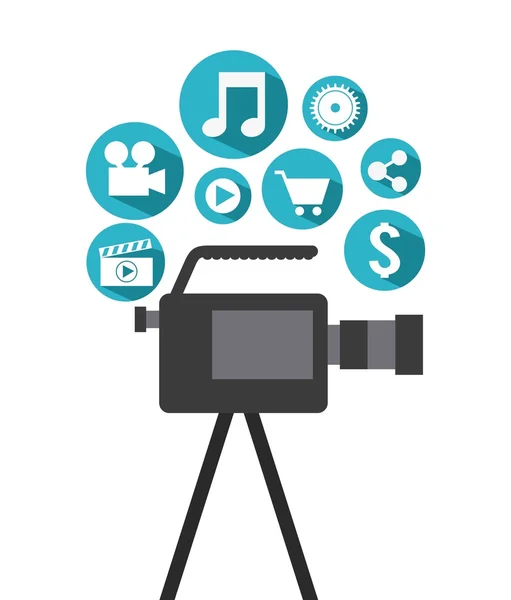 Set di video marketing icone piatte — Vettoriale Stock
