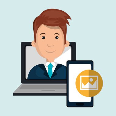 dizüstü bilgisayar adam akıllı telefon web