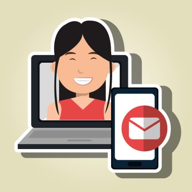 kadın dizüstü smartphone sosyal