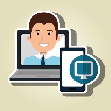 dizüstü bilgisayar adam akıllı telefon web