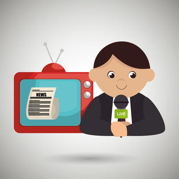 Microphone de journaliste tv news — Image vectorielle