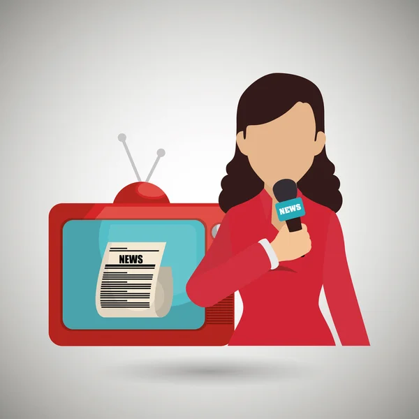 Mujer periodista noticias tv — Vector de stock