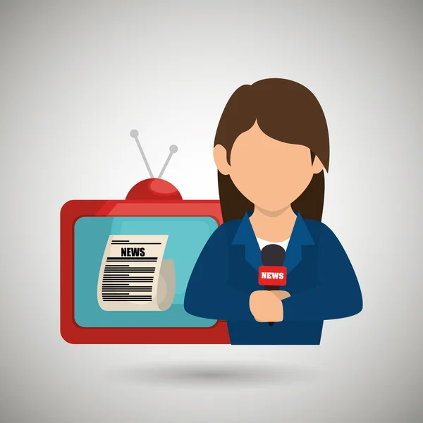 Mujer periodista noticias tv — Archivo Imágenes Vectoriales