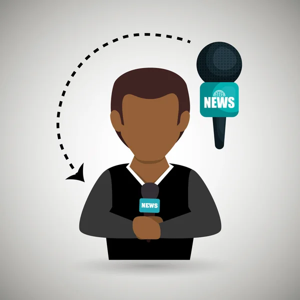 Hombre periodista noticias micrófono — Vector de stock