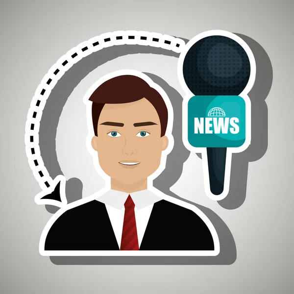 Man journalist news microphone — Stock Vector