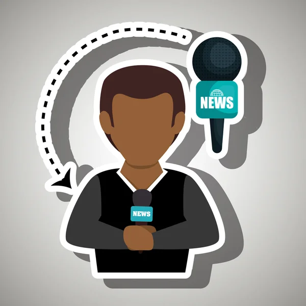 Hombre periodista noticias micrófono — Vector de stock