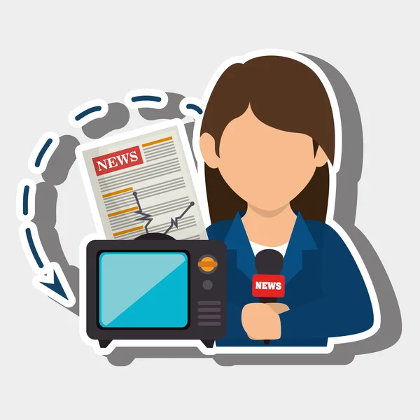 Noticias reportaje de televisión mujer — Vector de stock