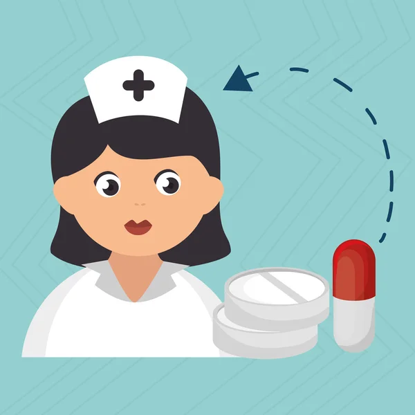 Enfermera dibujos animados cuidado médico — Vector de stock