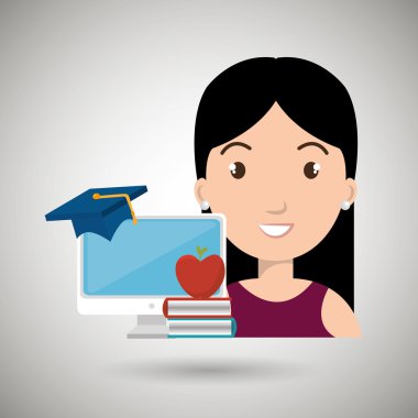 kadın öğrenci pc kitaplar