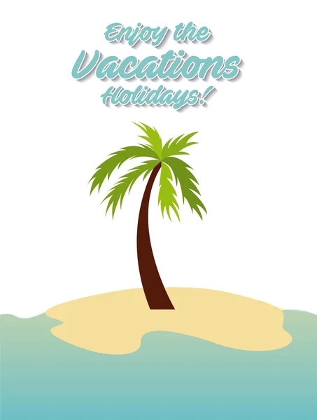 Playa paisaje vacaciones icono — Vector de stock