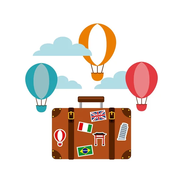 Bőrönd utazás turizmus ikon — Stock Vector