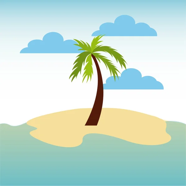 Playa paisaje vacaciones icono — Vector de stock