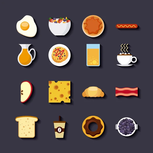 Deliciosos iconos de conjunto de infografía de alimentos — Vector de stock