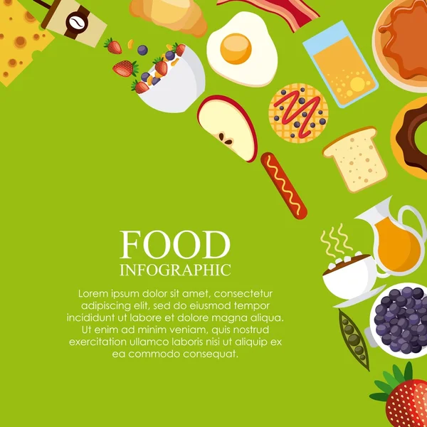 Heerlijk eten infographic instellen pictogrammen — Stockvector