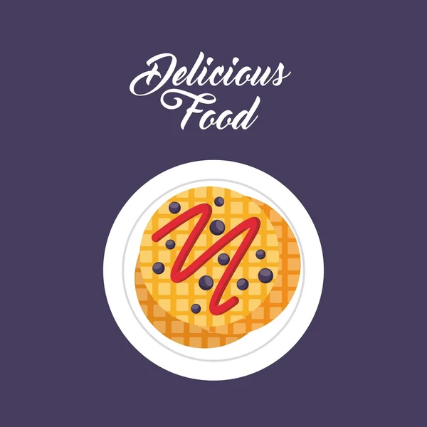 Delicious food dish menu icon — Stock Vector