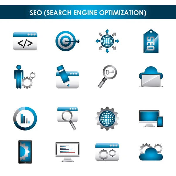 Search Engine Optimization ícones planos — Vetor de Stock