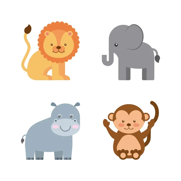 Group animal cute icon — Stock Vector