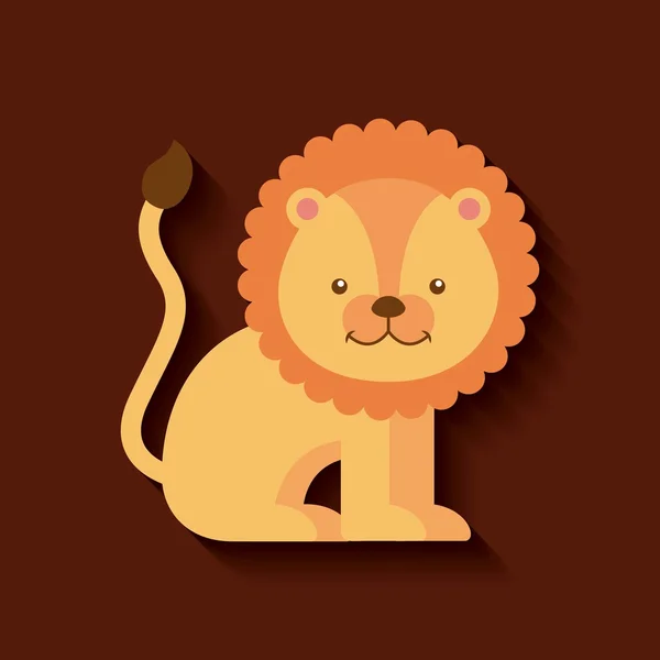 Tierno lindo león tarjeta icono — Vector de stock