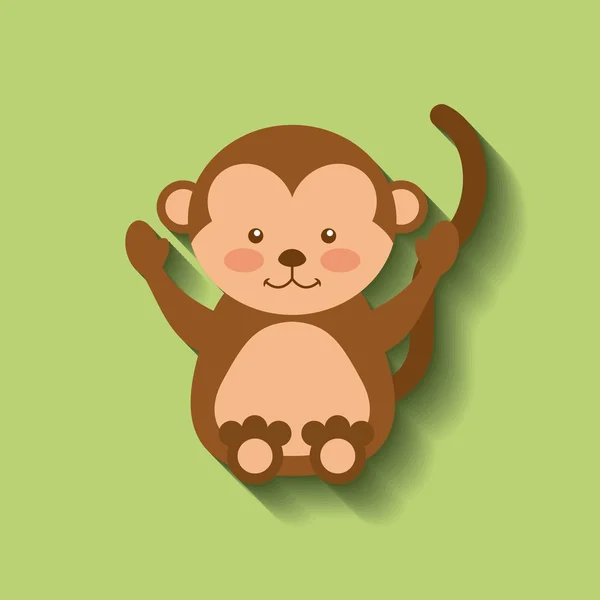 Tierno mono lindo tarjeta icono — Vector de stock