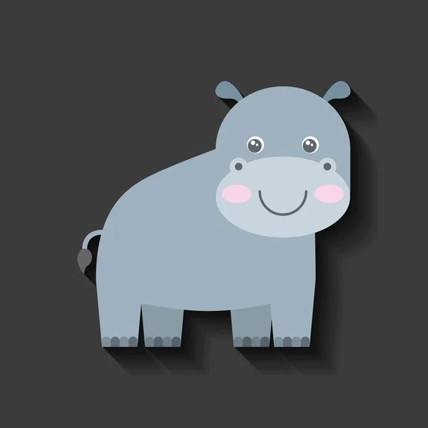 Tender cute hippo card icon — Stock Vector