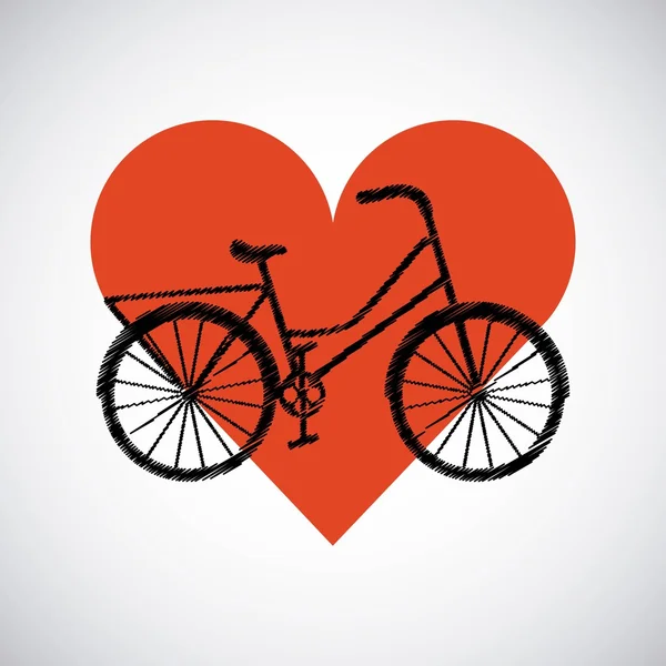 Αγάπη εικονίδιο έννοια του ποδηλάτου στον τρόπο ζωής μου — Διανυσματικό Αρχείο