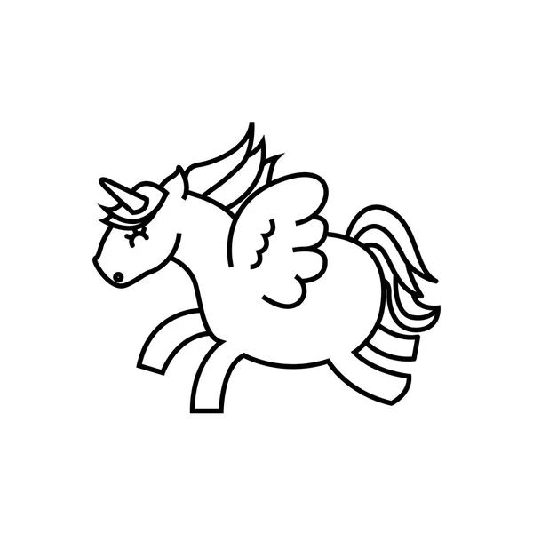 Dibujo lindo unicornio icono — Vector de stock