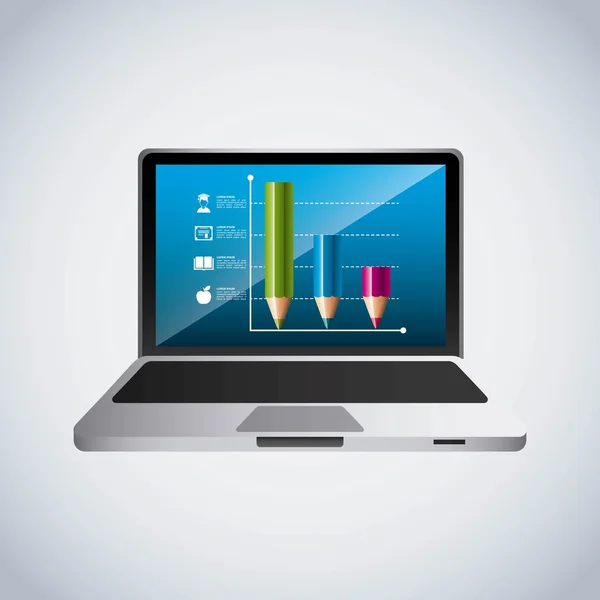 Utbildning online infographic med laptop — Stock vektor