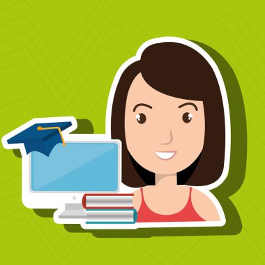 kadın öğrenci pc kitaplar