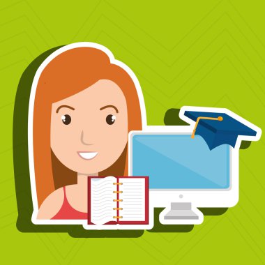 kadın öğrenci pc kitaplar