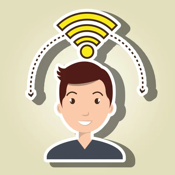 Adam wifi ağı Internet bağlı — Stok Vektör