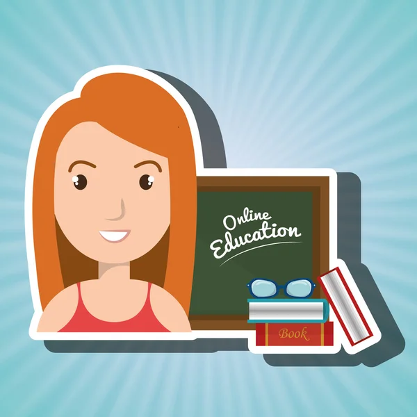 Mujer estudiante educación en línea — Vector de stock