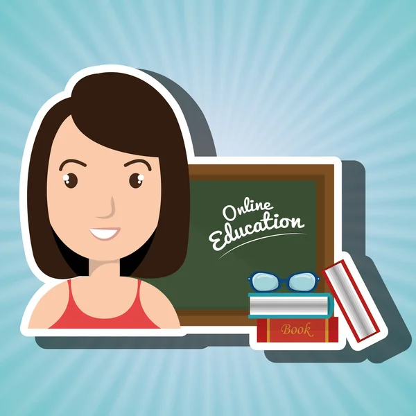 Mujer estudiante educación en línea — Vector de stock