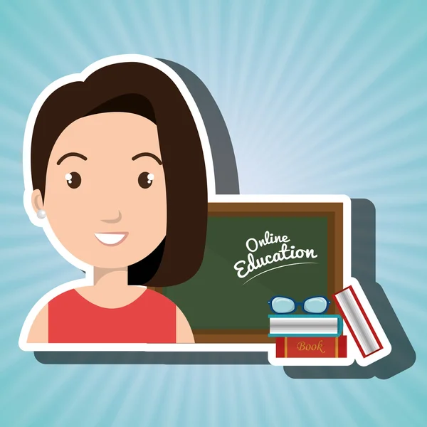 Mujer estudiante educación en línea — Vector de stock