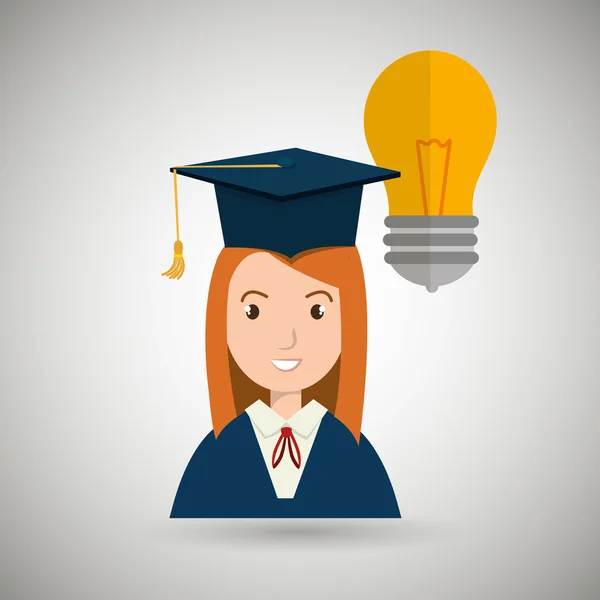 Étudiante femme diplôme éducation — Image vectorielle
