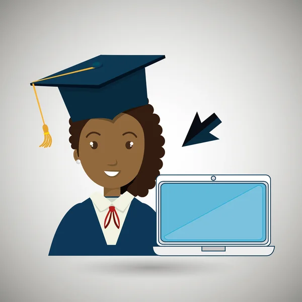 Estudiante mujer graduación educación — Vector de stock