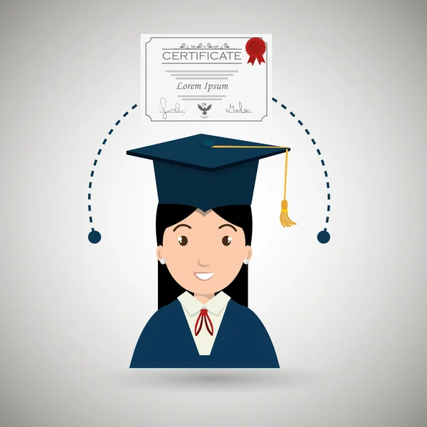 Student woman graduation education — Stock Vector