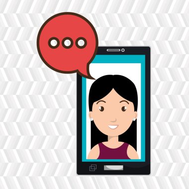 Smartphone kadın konuşma balonu