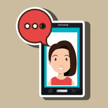 Smartphone kadın konuşma balonu