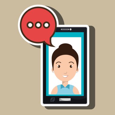 Smartphone kadın konuşma balonu