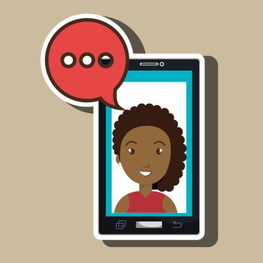 Smartphone kadın konuşma balonu